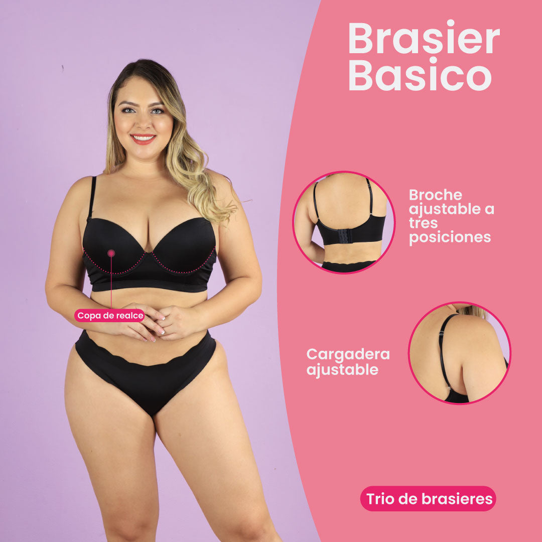 Combo Brasier Push-Up Realce Natural